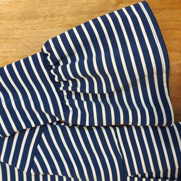 Altar'd State Cute Retro Sailor Dress Blue White Stripe Pleated Bell Sleeve Sz M - Picture 4 of 12